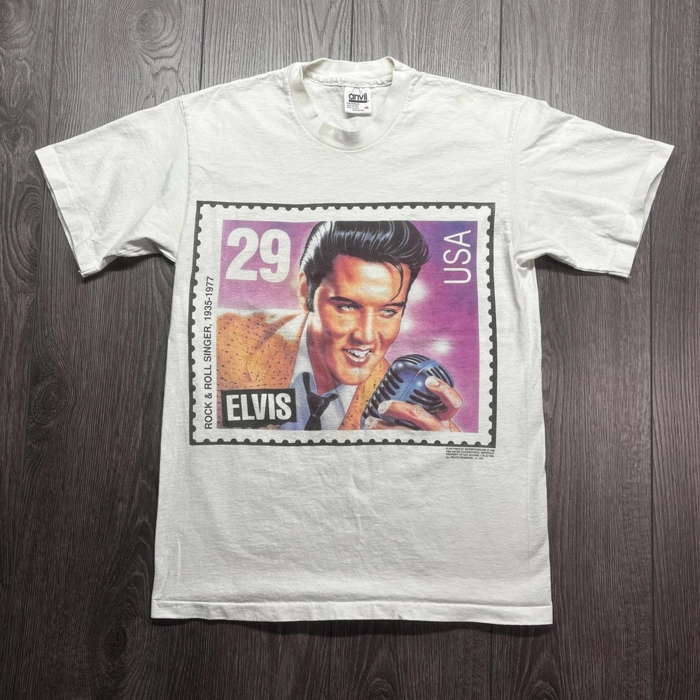 Vintage Elvis Presley 1992 Music Band Stamp T Shirt Medium rare Pop Art